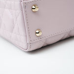 Christian Dior Handbag Christian Dior Mini Lady Dior Lotus Cannage  Pale Lilac Pink Pearlescent Lambskin - Redeluxe