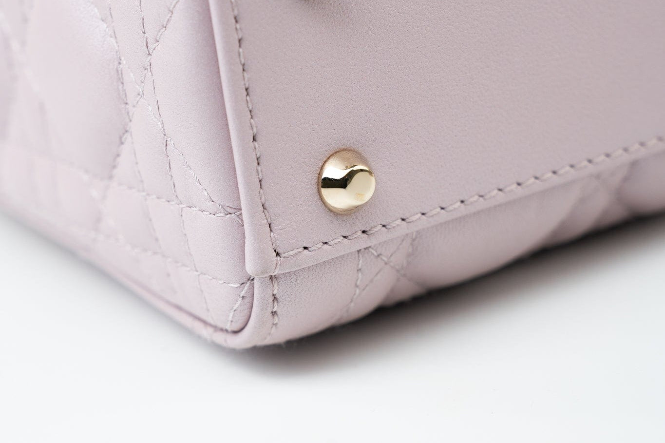 Christian Dior Handbag Christian Dior Mini Lady Dior Lotus Cannage  Pale Lilac Pink Pearlescent Lambskin - Redeluxe