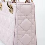 Christian Dior Handbag Christian Dior Mini Lady Dior Lotus Cannage  Pale Lilac Pink Pearlescent Lambskin - Redeluxe