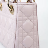 Christian Dior Handbag Christian Dior Mini Lady Dior Lotus Cannage  Pale Lilac Pink Pearlescent Lambskin - Redeluxe