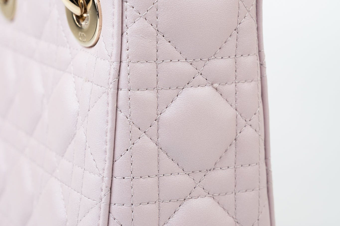Christian Dior Handbag Christian Dior Mini Lady Dior Lotus Cannage  Pale Lilac Pink Pearlescent Lambskin - Redeluxe