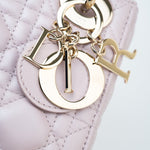 Christian Dior Handbag Christian Dior Mini Lady Dior Lotus Cannage  Pale Lilac Pink Pearlescent Lambskin - Redeluxe