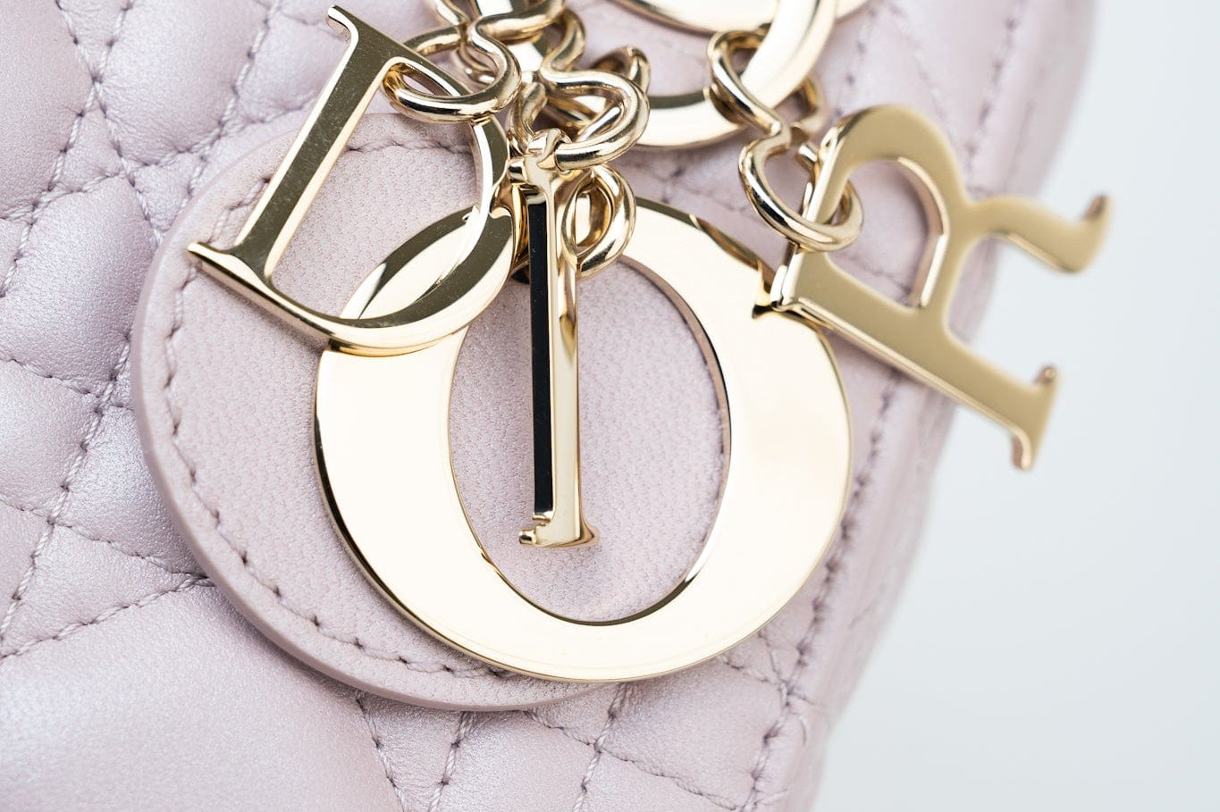 Christian Dior Handbag Christian Dior Mini Lady Dior Lotus Cannage  Pale Lilac Pink Pearlescent Lambskin - Redeluxe