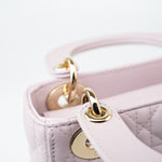 Christian Dior Handbag Christian Dior Mini Lady Dior Lotus Cannage  Pale Lilac Pink Pearlescent Lambskin - Redeluxe