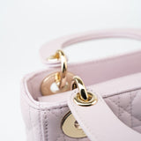 Christian Dior Handbag Christian Dior Mini Lady Dior Lotus Cannage  Pale Lilac Pink Pearlescent Lambskin - Redeluxe