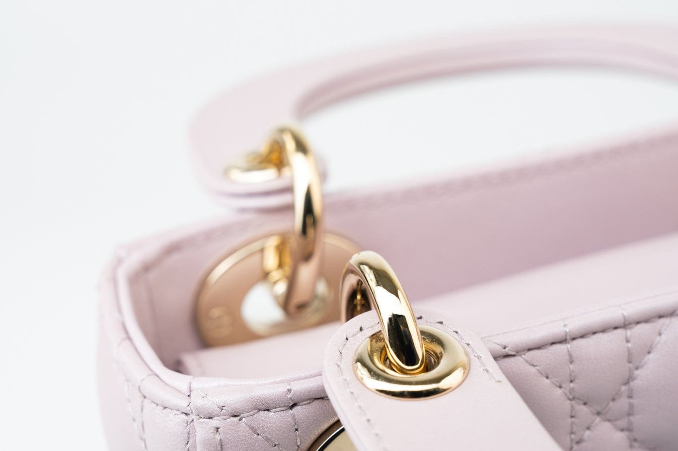 Christian Dior Handbag Christian Dior Mini Lady Dior Lotus Cannage  Pale Lilac Pink Pearlescent Lambskin - Redeluxe