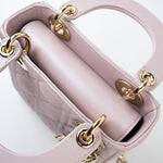 Christian Dior Handbag Christian Dior Mini Lady Dior Lotus Cannage  Pale Lilac Pink Pearlescent Lambskin - Redeluxe