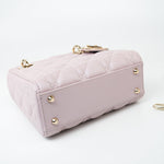 Christian Dior Handbag Christian Dior Mini Lady Dior Lotus Cannage  Pale Lilac Pink Pearlescent Lambskin - Redeluxe