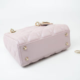 Christian Dior Handbag Christian Dior Mini Lady Dior Lotus Cannage  Pale Lilac Pink Pearlescent Lambskin - Redeluxe