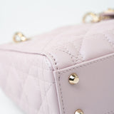 Christian Dior Handbag Christian Dior Mini Lady Dior Lotus Cannage  Pale Lilac Pink Pearlescent Lambskin - Redeluxe