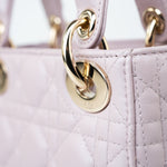 Christian Dior Handbag Christian Dior Mini Lady Dior Lotus Cannage  Pale Lilac Pink Pearlescent Lambskin - Redeluxe