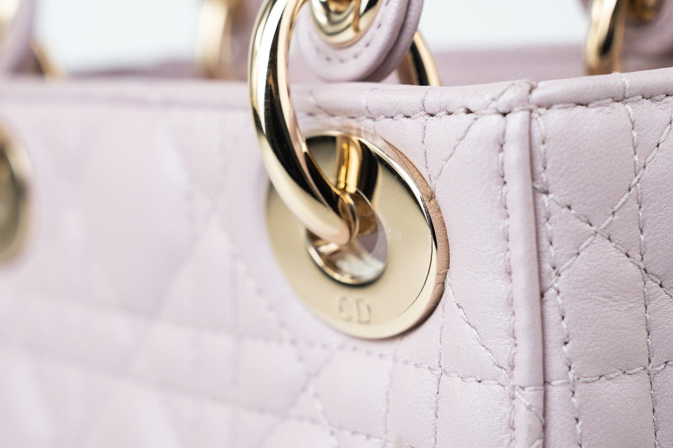 Christian Dior Handbag Christian Dior Mini Lady Dior Lotus Cannage  Pale Lilac Pink Pearlescent Lambskin - Redeluxe
