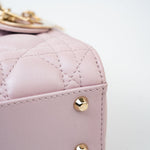 Christian Dior Handbag Christian Dior Mini Lady Dior Lotus Cannage  Pale Lilac Pink Pearlescent Lambskin - Redeluxe
