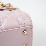 Christian Dior Handbag Christian Dior Mini Lady Dior Lotus Cannage  Pale Lilac Pink Pearlescent Lambskin - Redeluxe