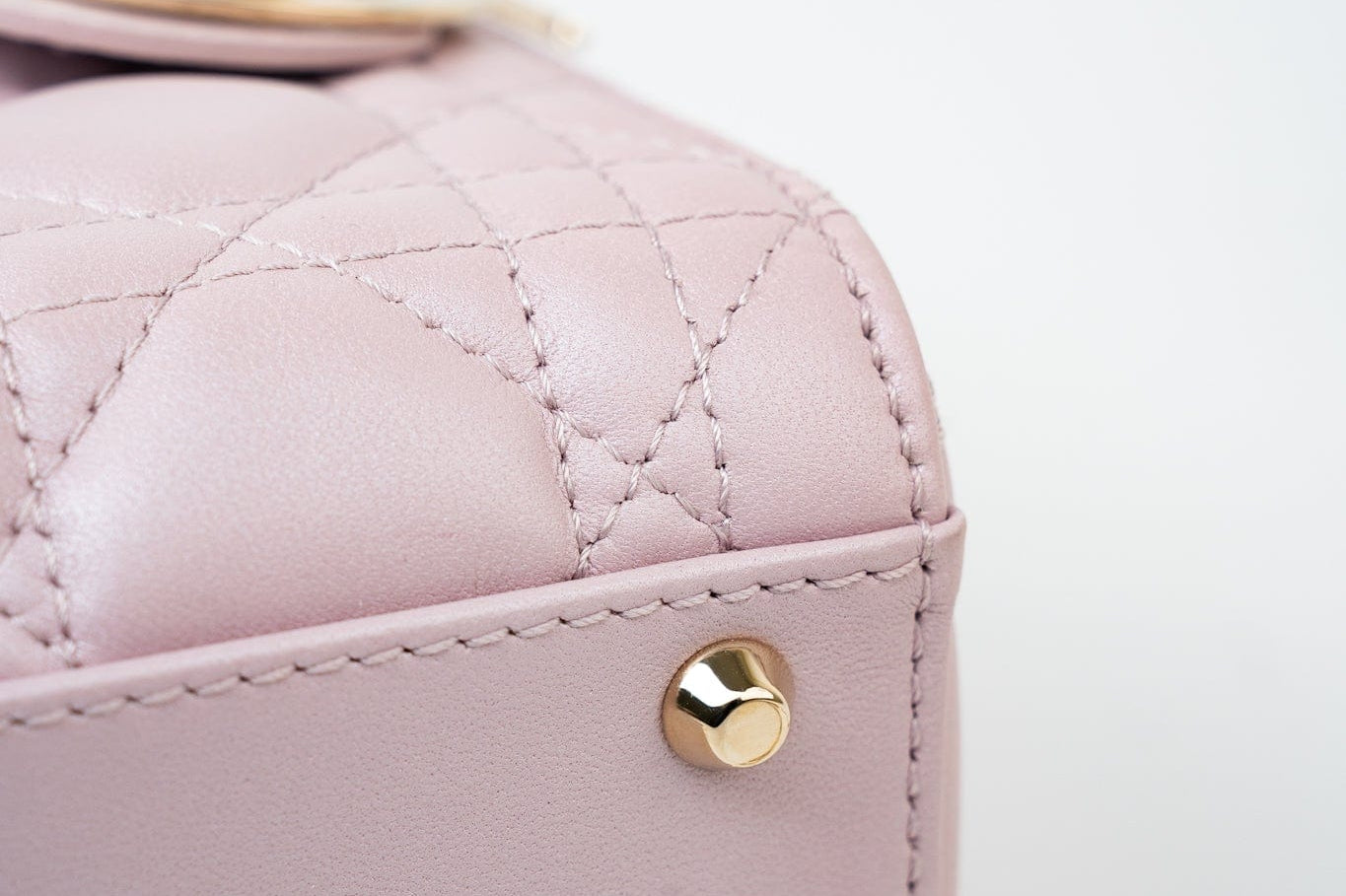 Christian Dior Handbag Christian Dior Mini Lady Dior Lotus Cannage  Pale Lilac Pink Pearlescent Lambskin - Redeluxe