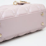 Christian Dior Handbag Christian Dior Mini Lady Dior Lotus Cannage  Pale Lilac Pink Pearlescent Lambskin - Redeluxe