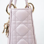 Christian Dior Handbag Christian Dior Mini Lady Dior Lotus Cannage  Pale Lilac Pink Pearlescent Lambskin - Redeluxe
