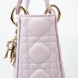 Christian Dior Handbag Christian Dior Mini Lady Dior Lotus Cannage  Pale Lilac Pink Pearlescent Lambskin - Redeluxe