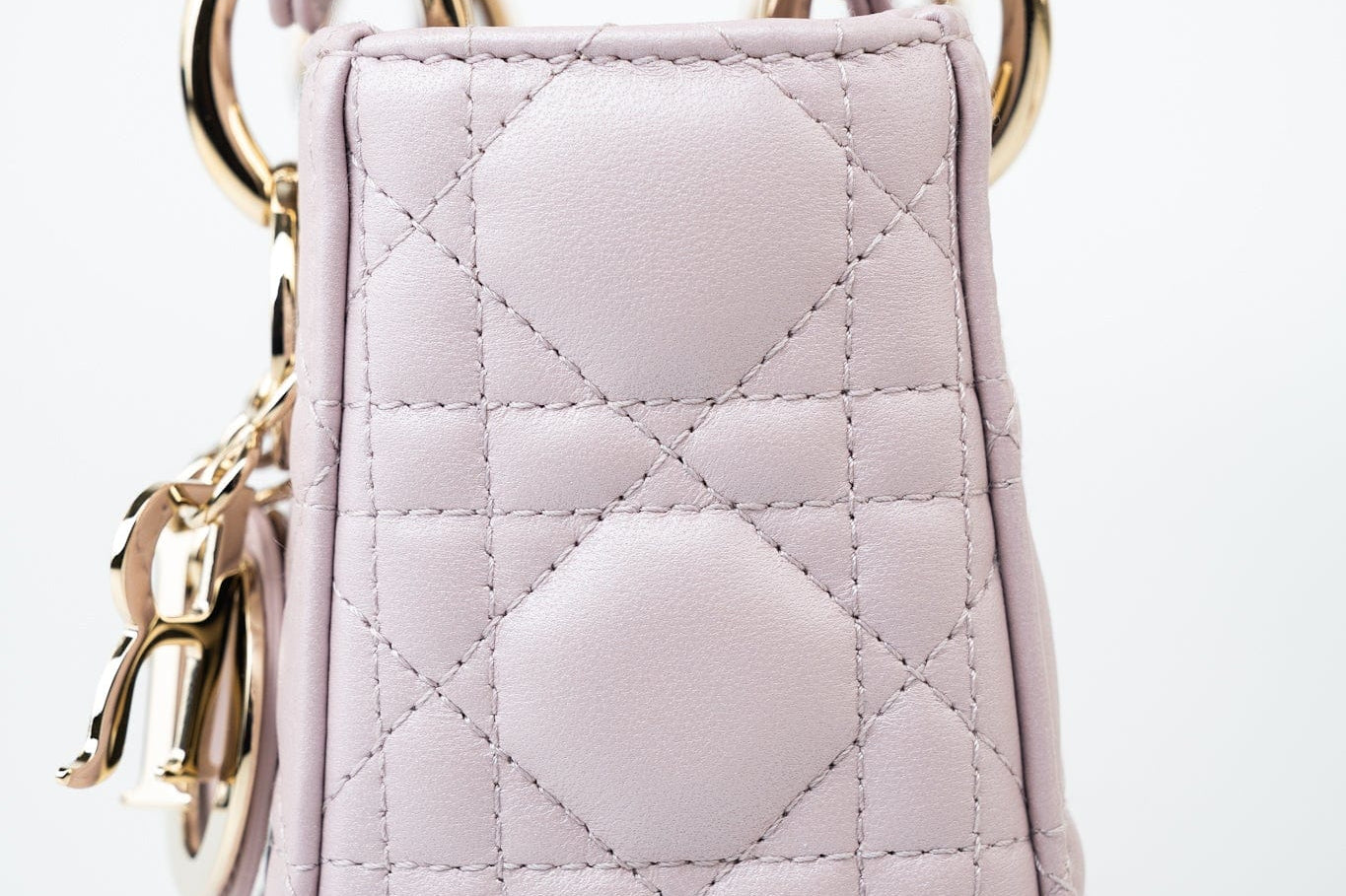 Christian Dior Handbag Christian Dior Mini Lady Dior Lotus Cannage  Pale Lilac Pink Pearlescent Lambskin - Redeluxe
