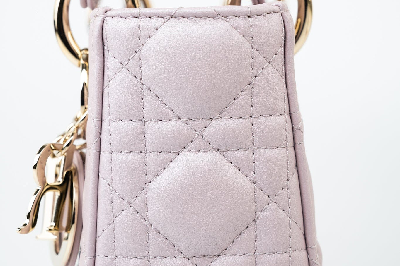 Christian Dior Handbag Christian Dior Mini Lady Dior Lotus Cannage  Pale Lilac Pink Pearlescent Lambskin - Redeluxe