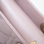 Christian Dior Handbag Christian Dior Mini Lady Dior Lotus Cannage  Pale Lilac Pink Pearlescent Lambskin - Redeluxe
