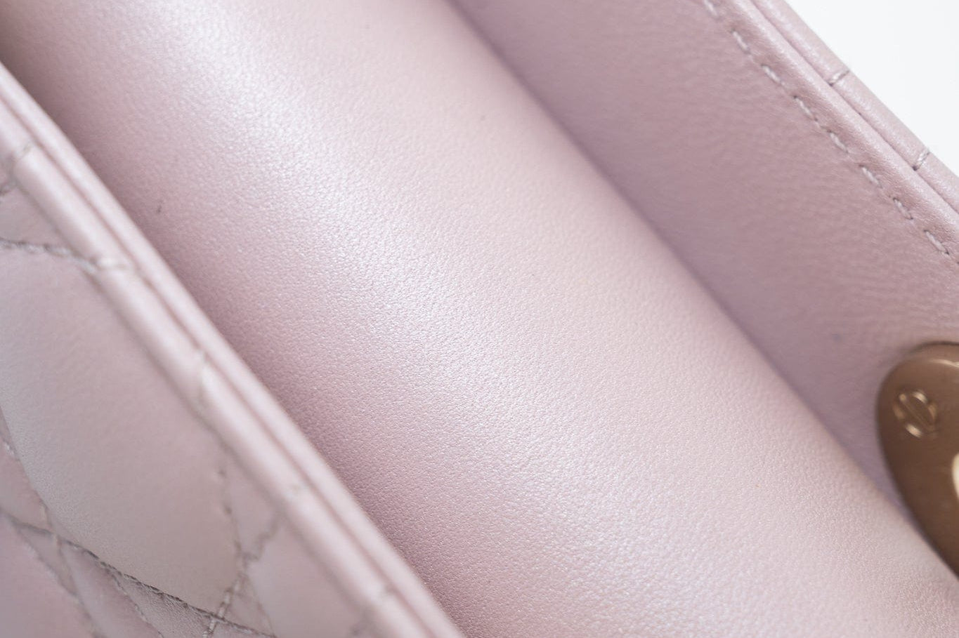 Christian Dior Handbag Christian Dior Mini Lady Dior Lotus Cannage  Pale Lilac Pink Pearlescent Lambskin - Redeluxe