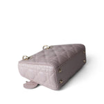 Christian Dior Handbag Lilac Mini Lady Dior Lotus Cannage Pale Lilac Pink Pearlescent Lambskin - Redeluxe