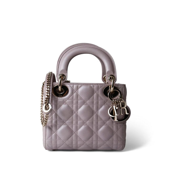 Mini Lady Dior Lotus Cannage Pale Lilac Pink Pearlescent Lambskin