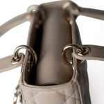 Christian Dior Handbag Small Lady Dior Beige Cannage Lambskin Bag - Redeluxe