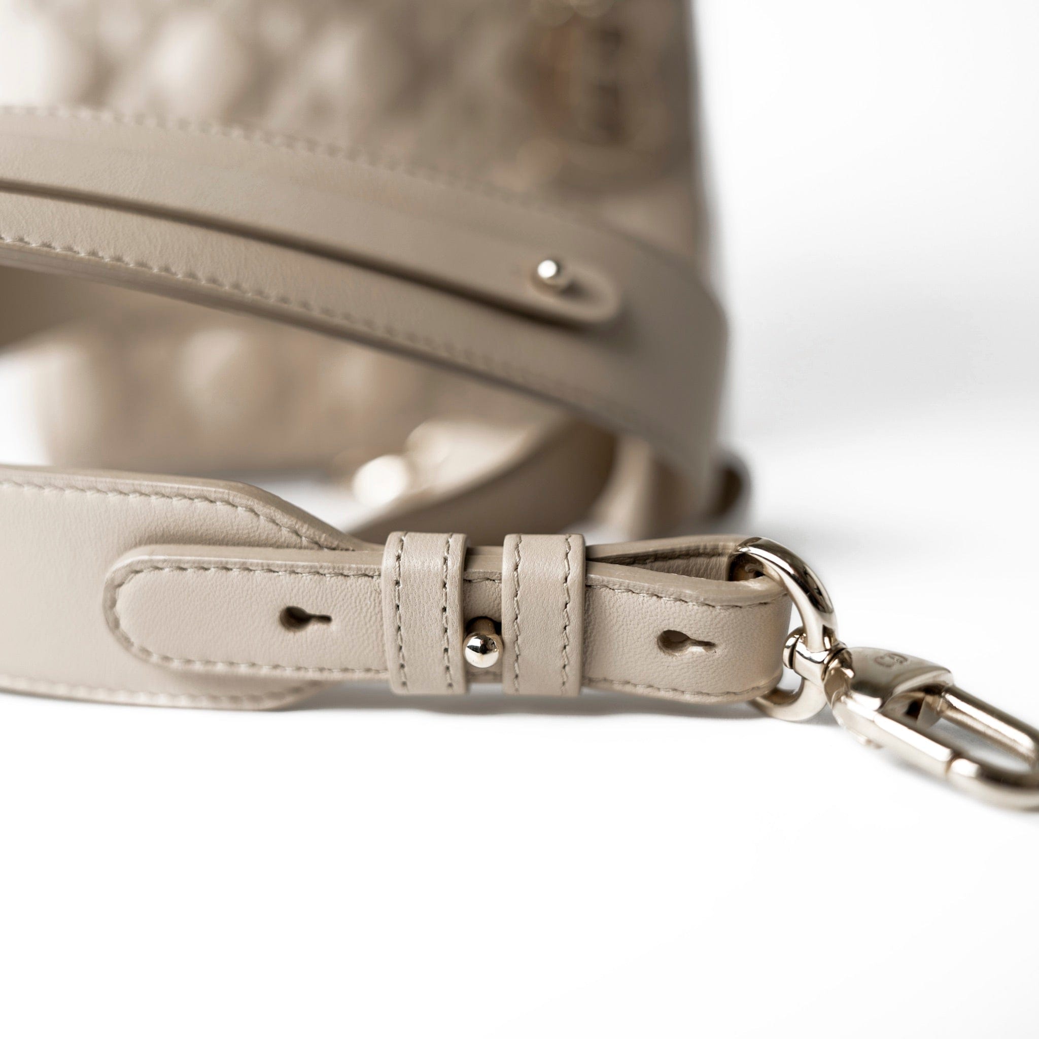 Christian Dior Handbag Small Lady Dior Beige Cannage Lambskin Bag - Redeluxe