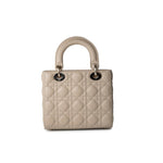Christian Dior Handbag Small Lady Dior Beige Cannage Lambskin Bag - Redeluxe
