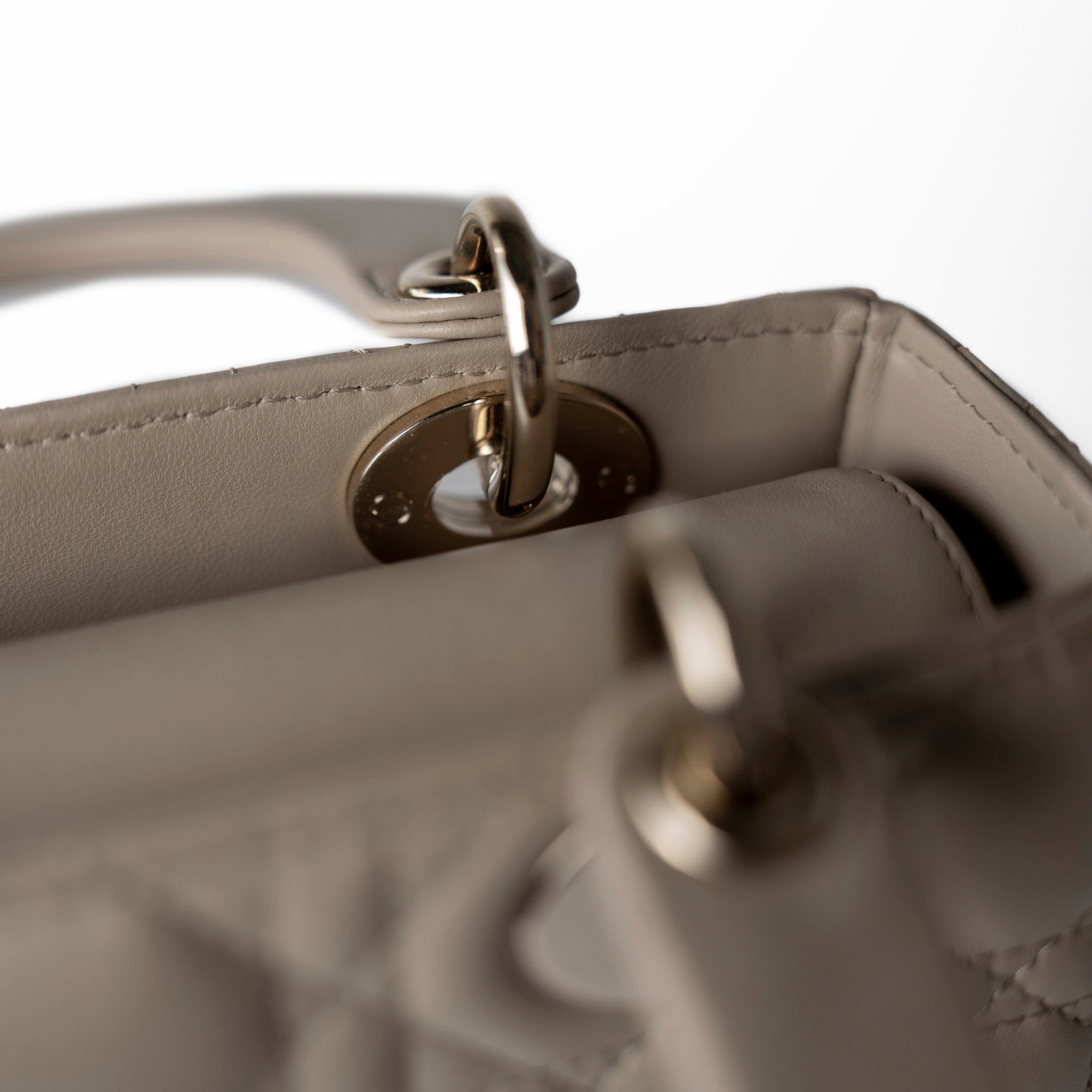 Christian Dior Handbag Small Lady Dior Beige Cannage Lambskin Bag - Redeluxe