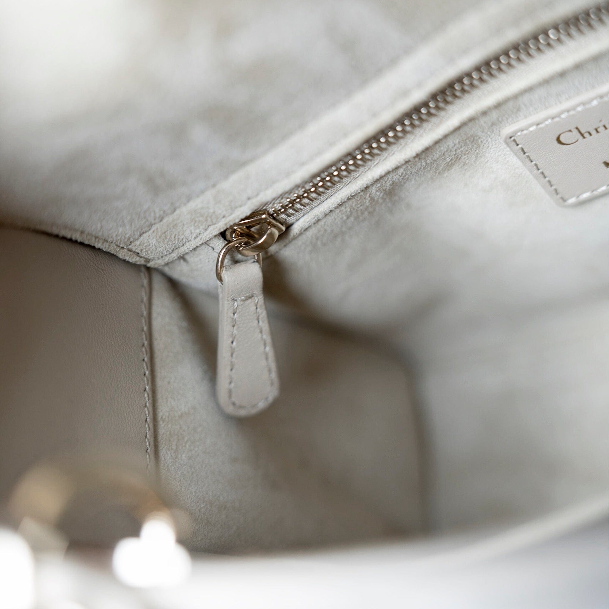 Christian Dior Handbag Small Lady Dior Beige Cannage Lambskin Bag - Redeluxe