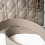Christian Dior Handbag Small Lady Dior Beige Cannage Lambskin Bag - Redeluxe