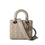Christian Dior Handbag Small Lady Dior Beige Cannage Lambskin Bag - Redeluxe