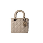 Christian Dior Handbag Small Lady Dior Beige Cannage Lambskin Bag - Redeluxe