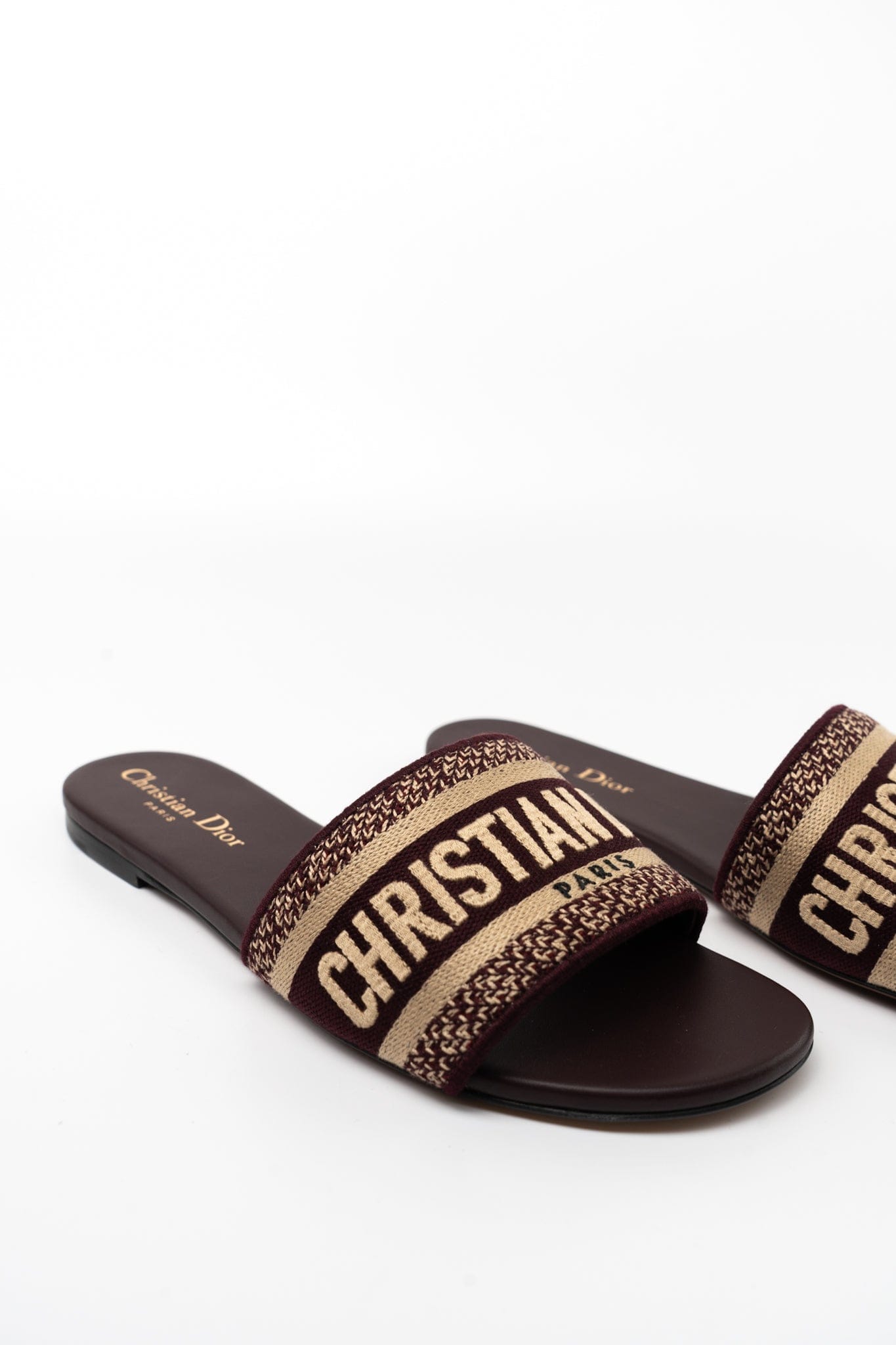 Buy Luxury Christian Dior Canvas Embroidered Dway Mules