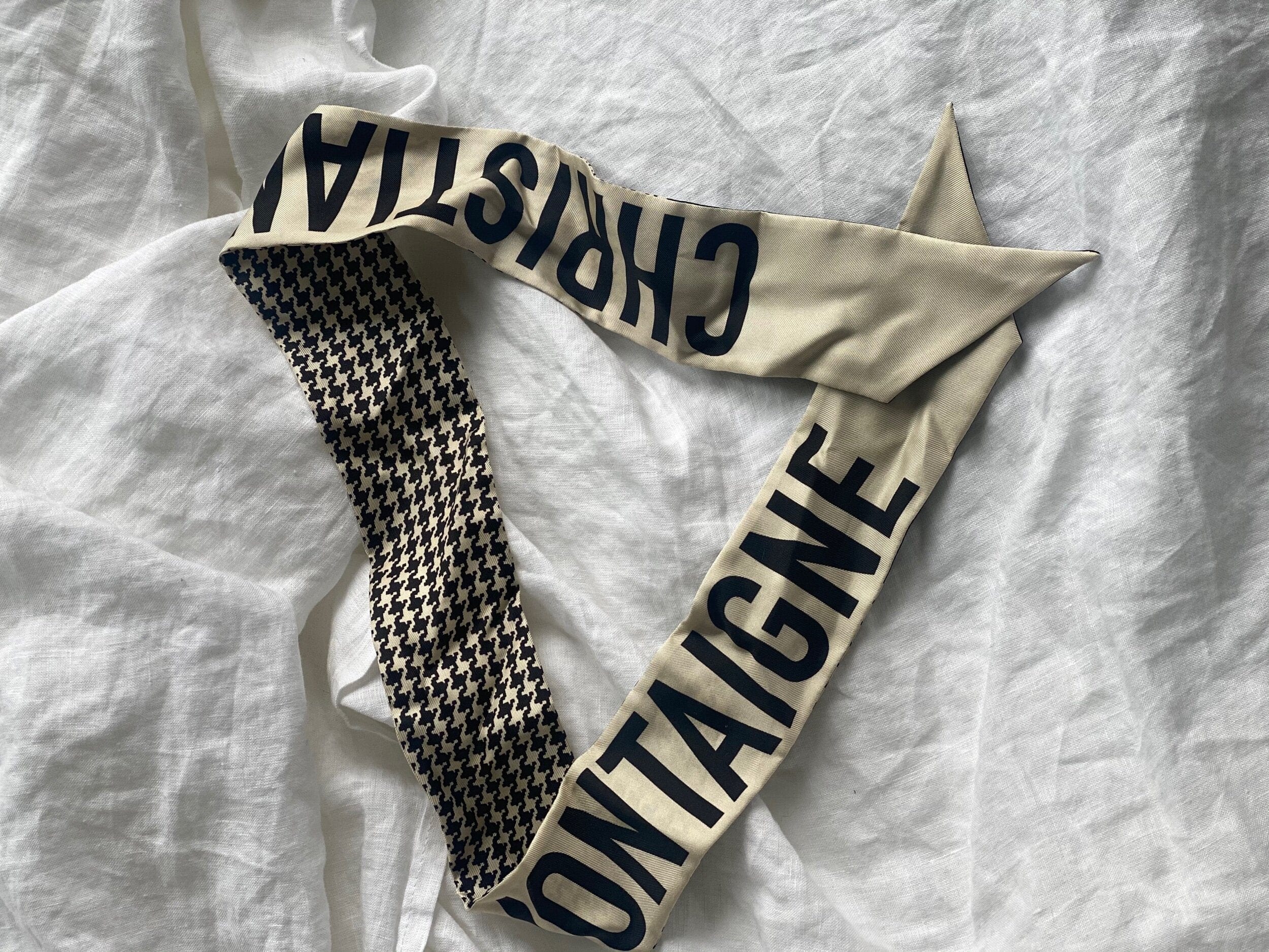 Christian Dior Scarf Dior 30 Montaigne Mitzah Scarf - Black and White - Redeluxe