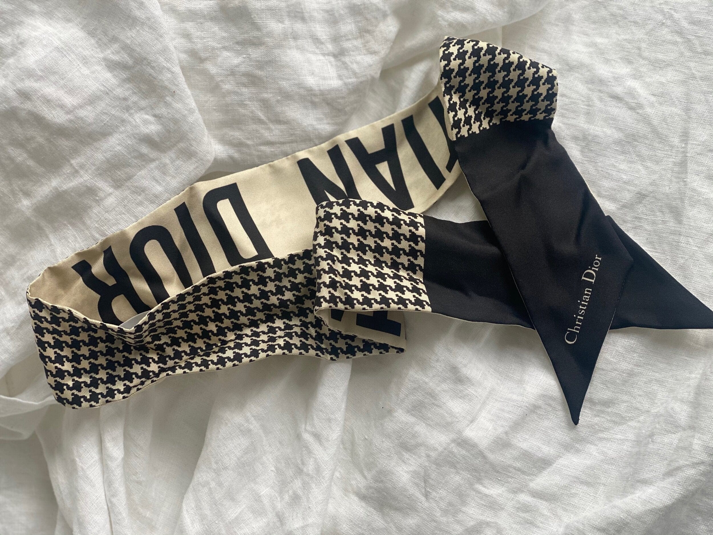 Christian Dior Scarf Dior 30 Montaigne Mitzah Scarf - Black and White - Redeluxe