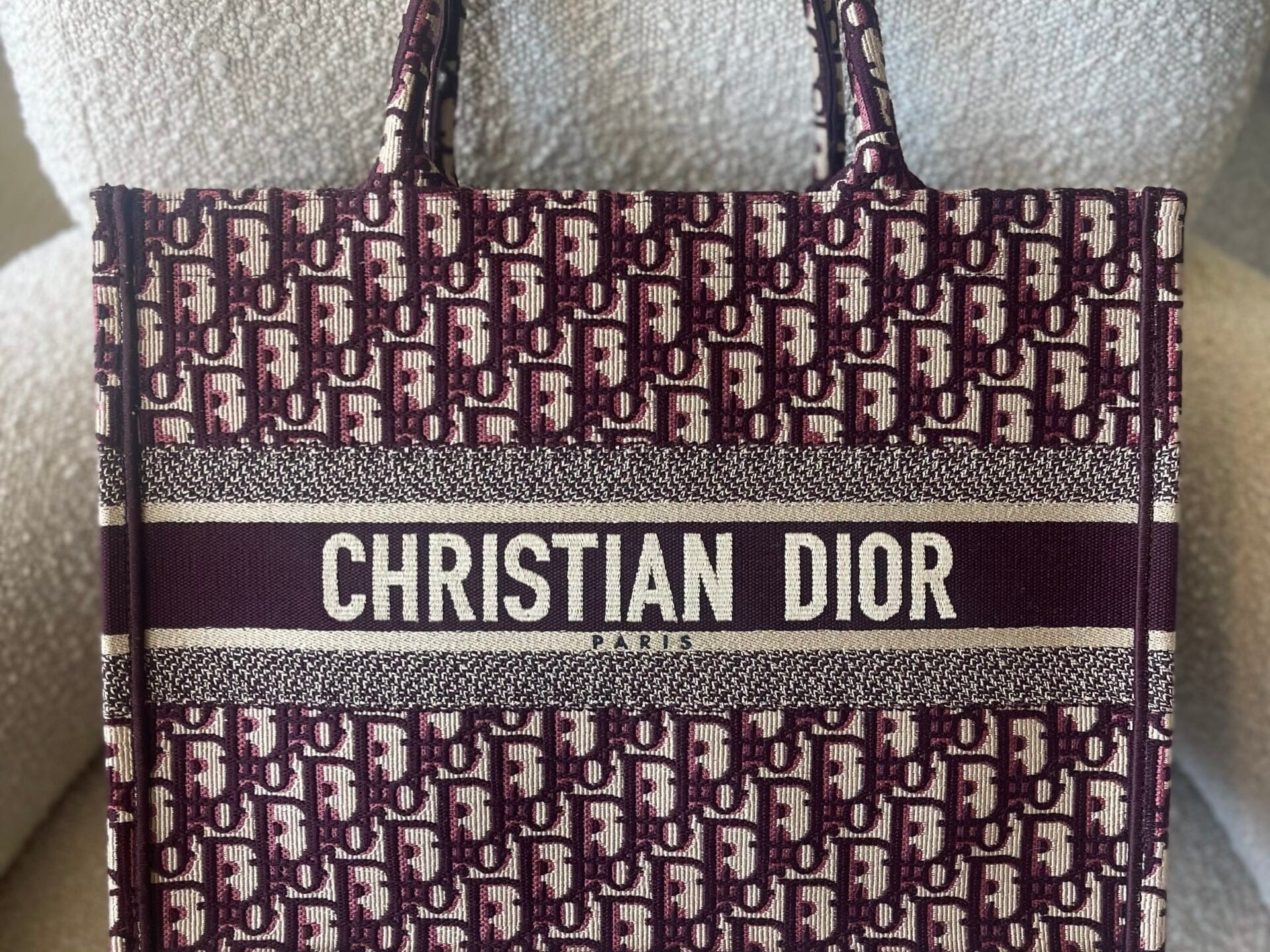 Christian Dior Tote Dior Burgundy Book Tote Medium - Redeluxe