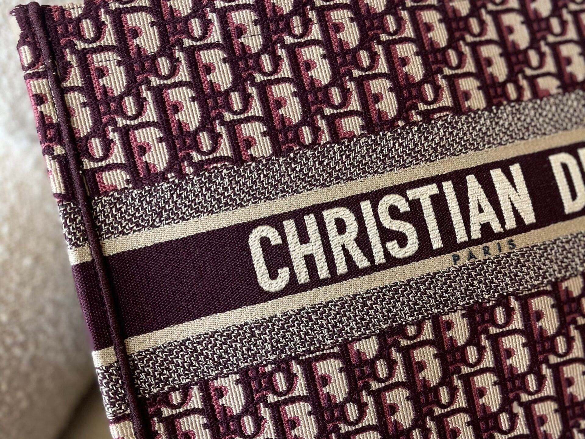 Christian Dior Tote Dior Burgundy Book Tote Medium - Redeluxe
