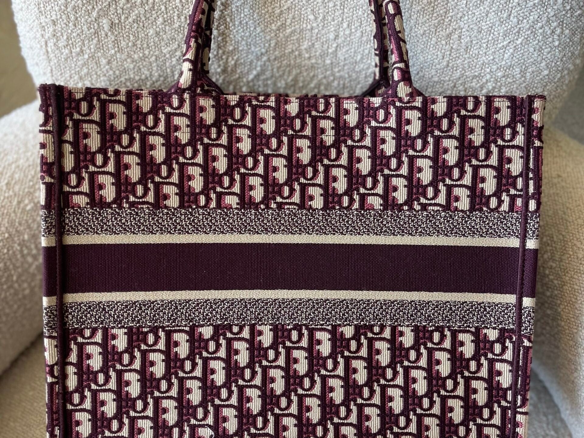 Christian Dior Tote Dior Burgundy Book Tote Medium - Redeluxe