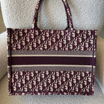 Christian Dior Tote Dior Burgundy Book Tote Medium - Redeluxe