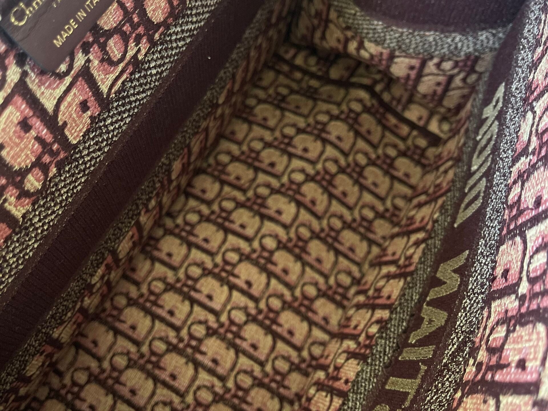 Christian Dior Tote Dior Burgundy Book Tote Medium - Redeluxe