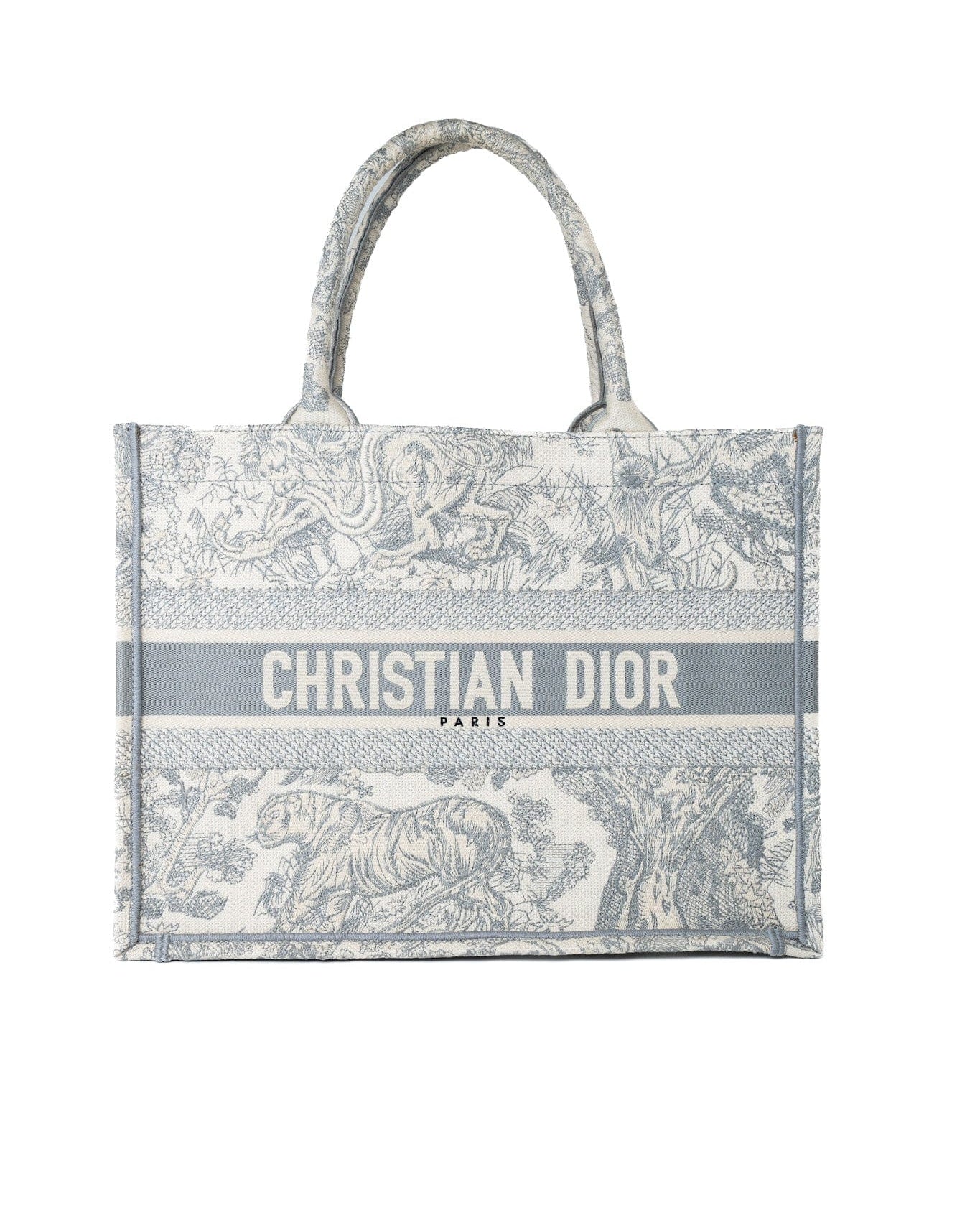 Christian Dior Tote Grey Dior Canvas Book Tote Small Toile De Jouy Grey - Redeluxe