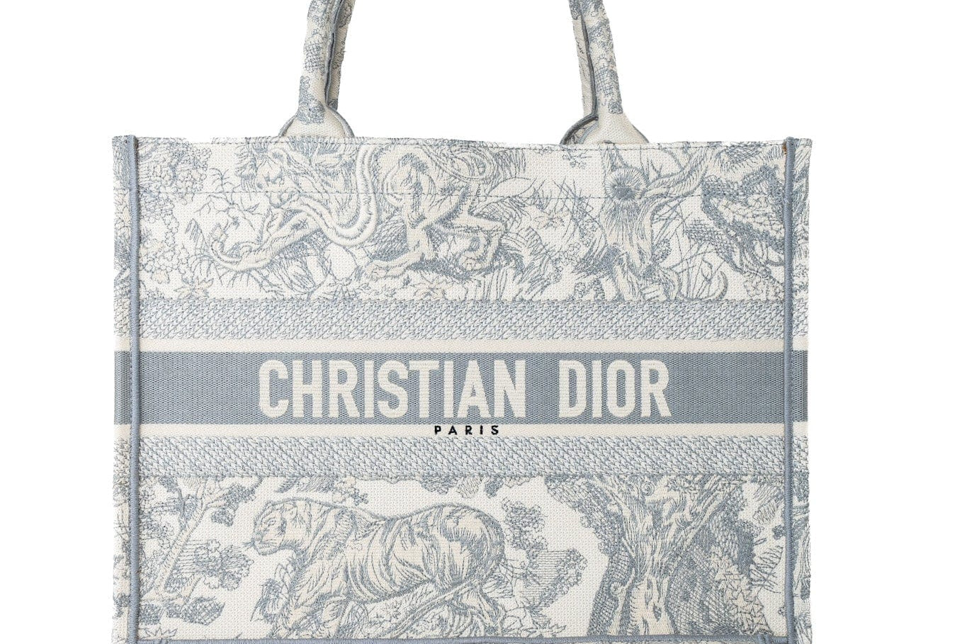 Christian Dior Tote Grey Dior Canvas Book Tote Small Toile De Jouy Grey - Redeluxe