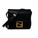 Fendi Handbag Fendi Fab Black Shoulder Bag Gold Hardware - Redeluxe