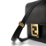 Fendi Handbag Fendi Fab Black Shoulder Bag Gold Hardware - Redeluxe