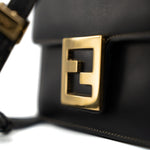 Fendi Handbag Fendi Fab Black Shoulder Bag Gold Hardware - Redeluxe