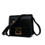 Fendi Handbag Fendi Fab Black Shoulder Bag Gold Hardware - Redeluxe